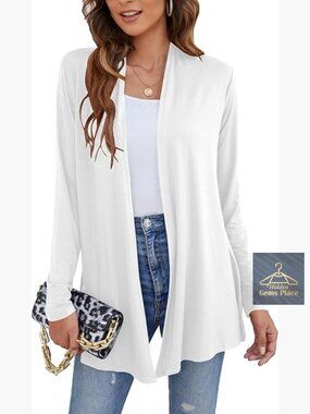 Lightweight Open Front Cardigan Long Sleeve Soft Drape Casual Sweater